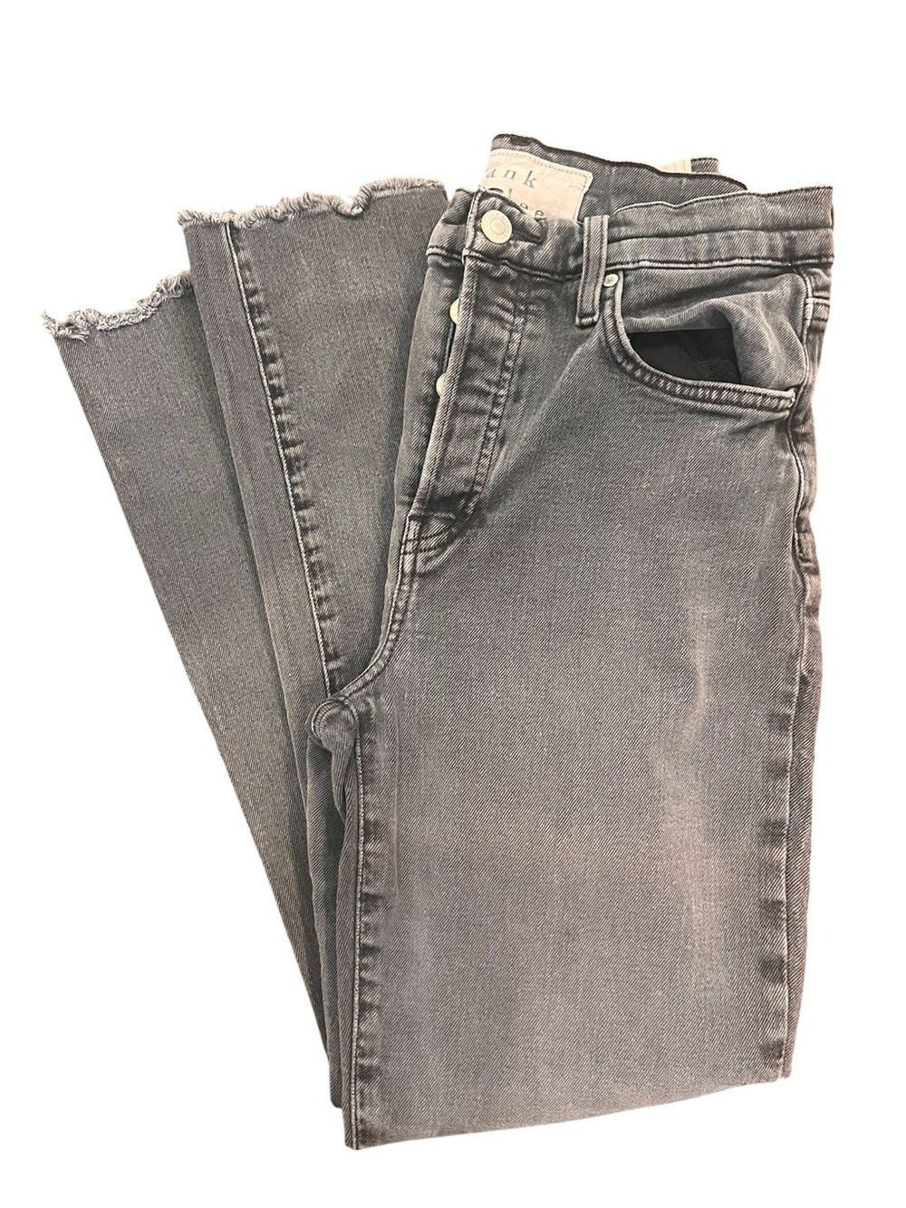 Frank & Eileen High-Rise Raw Hem Jeans - Gray/Black Button-Fly